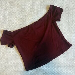 Mossimo Supply Co. Burgundy Off-Shoulder Crop Top